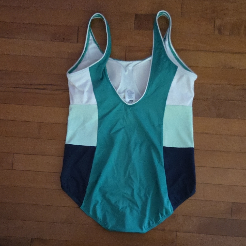 Lands' End Teal and Navy One Piece Swimsuit - Picture 2 of 3